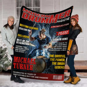 Personalized Modern Drummer Magazine Cover Blanket, Cool Gift For Music Lover, Drummer Gift