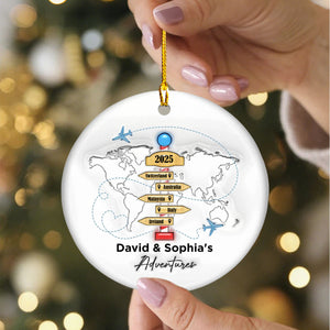 The Destination of All Year Travel Adventure Personalized Ceramic Ornament - Christmas Gift