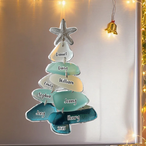 Family Sea Glass Christmas Tree - Personalized Family Sticker/Decal