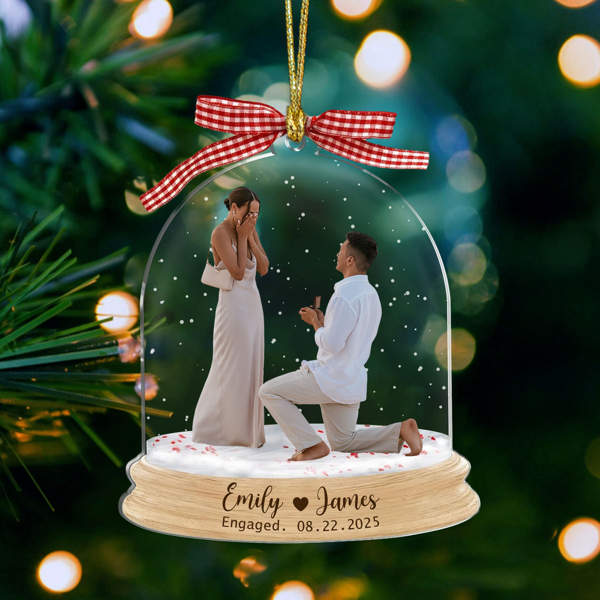 Couple Engagement Personalized Custom Photo Acrylic Ornament, Gift For Couples