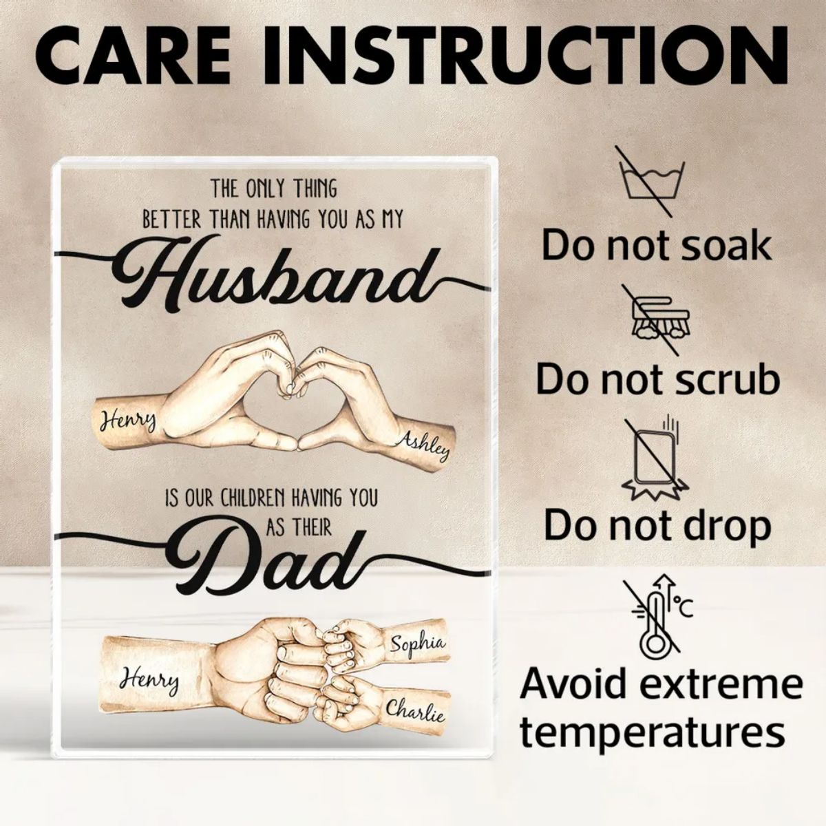 The Only Thing Better Husband Dad Hands Personalized Acrylic Block, Father's Day Gift for Husband, Gift for Dad