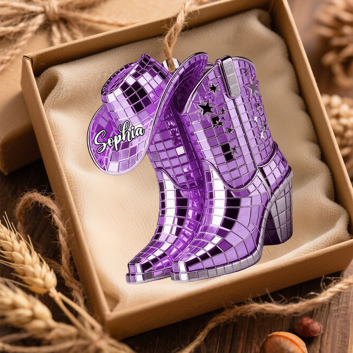 Cowgirl Boots And Hat - Personalized Cowgirl Ornament