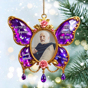 Butterflies Appear When Angels Are Near Memorial Personalized Acrylic Ornament