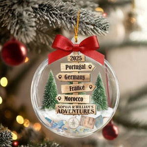 Christmas Ornament Travel Sign Post - Personalized Acrylic Ornament