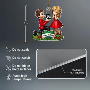 Marriage Proposal - Personalized Acrylic Ornament Newly Engaged Gift For Couple