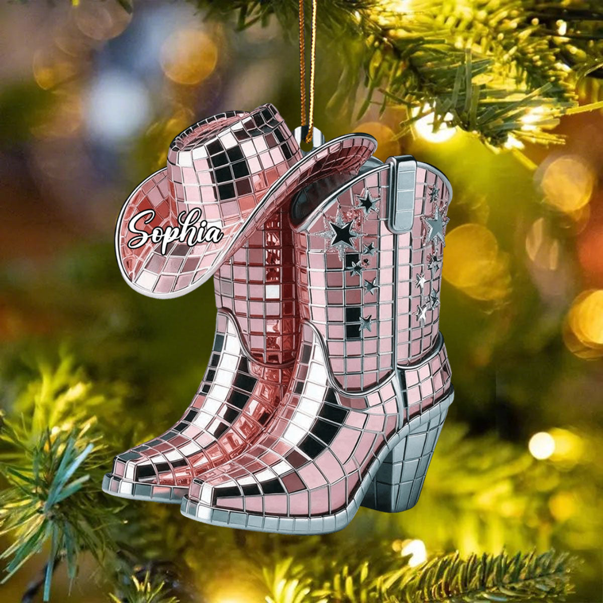 Cowgirl Boots And Hat - Personalized Cowgirl Ornament