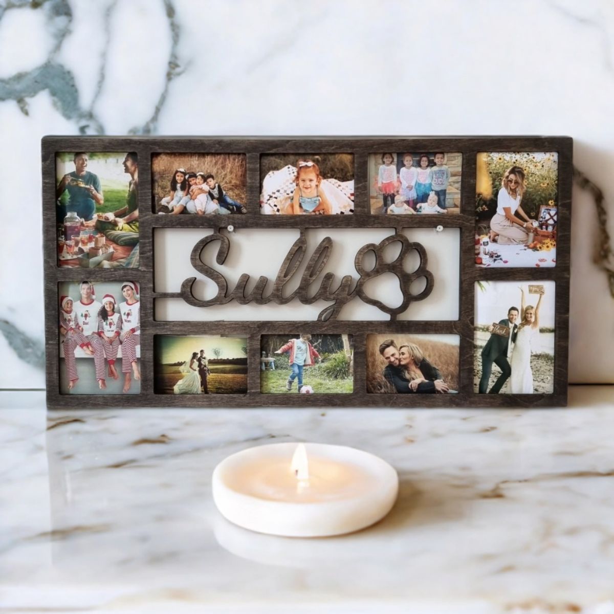 Personalized Name Paw Print Photo Frame