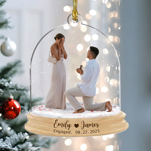 Couple Engagement Personalized Custom Photo Acrylic Ornament, Gift For Couples