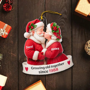 Personalized Santa Couple Growing Old Together Acrylic Ornament, Anniversary, Christmas Gift for him, Gift for her