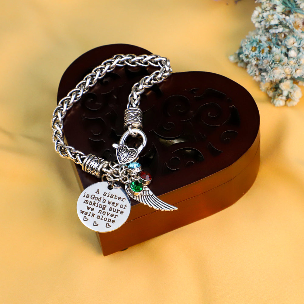 A sister is a god's way Personalized Antique Silver Bracelet