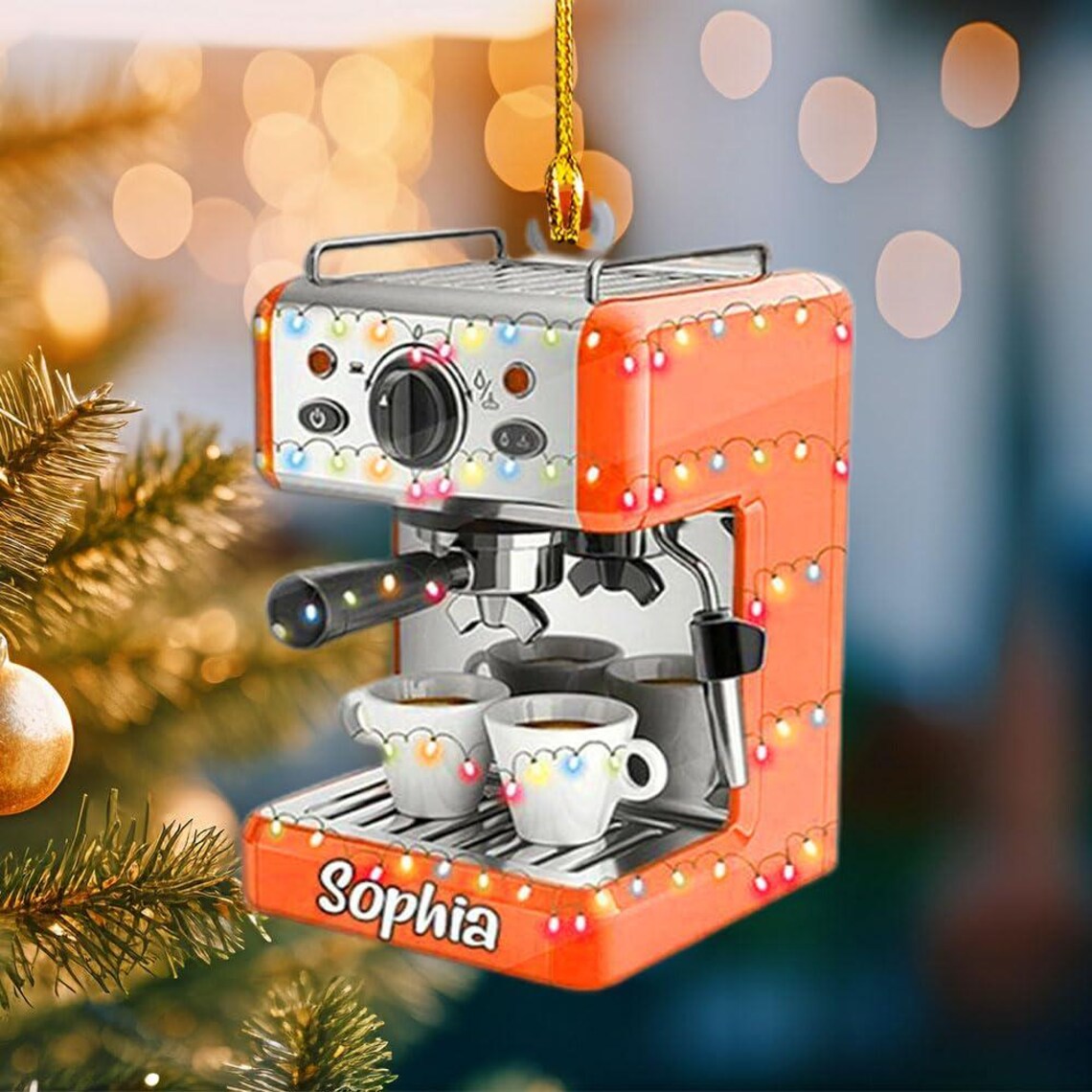 Personalized Coffee Machine Christmas Acrylic Ornament