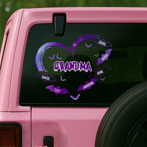 Grandma Halloween - Personalized Grandma Mom Heart Bat Decal