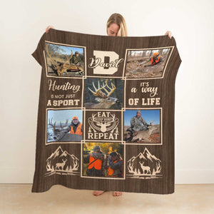 Personalized Deer Hunting Blanket, Hunting Memory Photo Collage, Best Gift For Deer Hunters