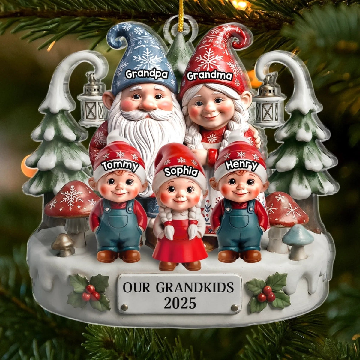 Together Home Feels More Magical - Personalized Acrylic Ornament Christmas Birthday Gifts For Grandma, Grandpa
