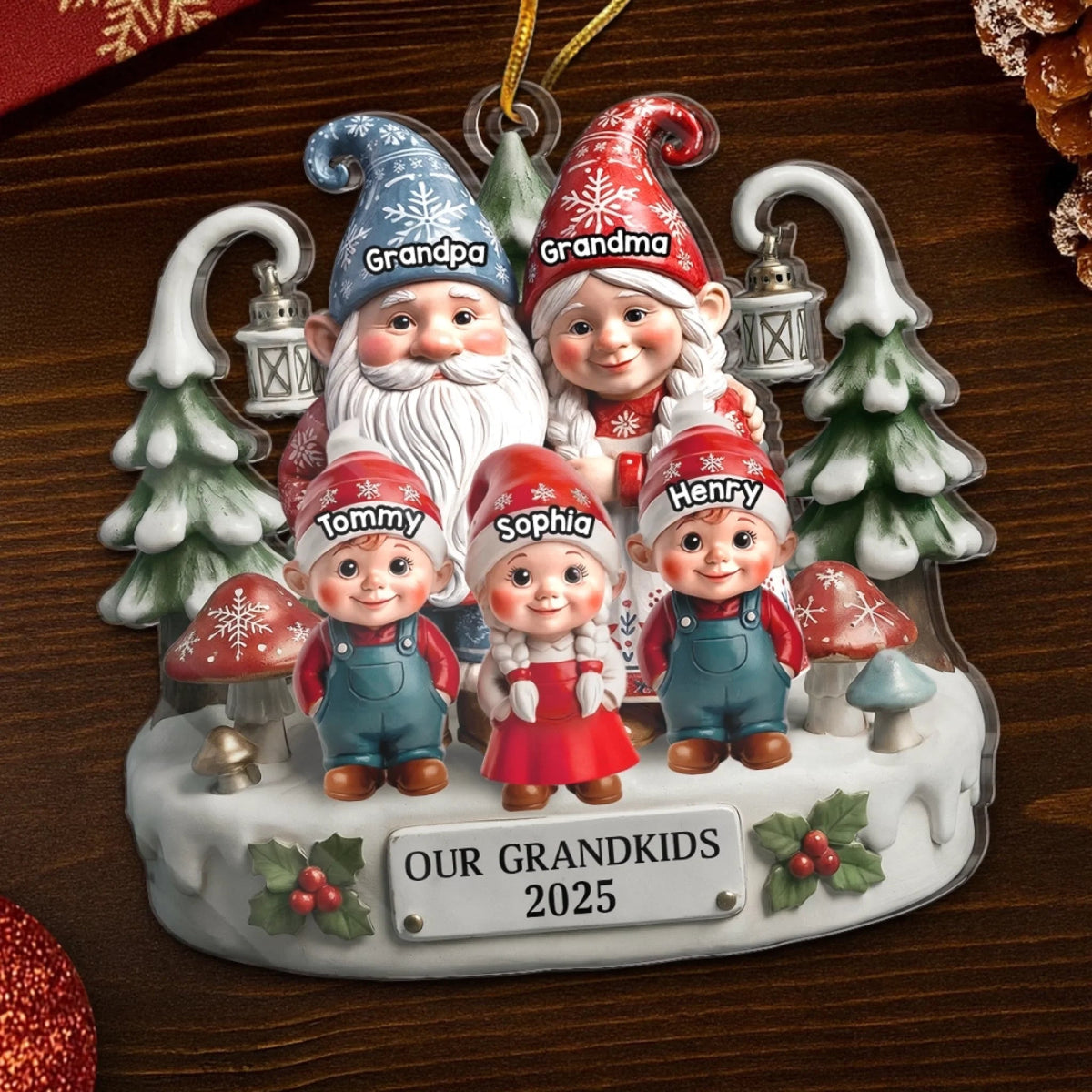 Together Home Feels More Magical - Personalized Acrylic Ornament Christmas Birthday Gifts For Grandma, Grandpa