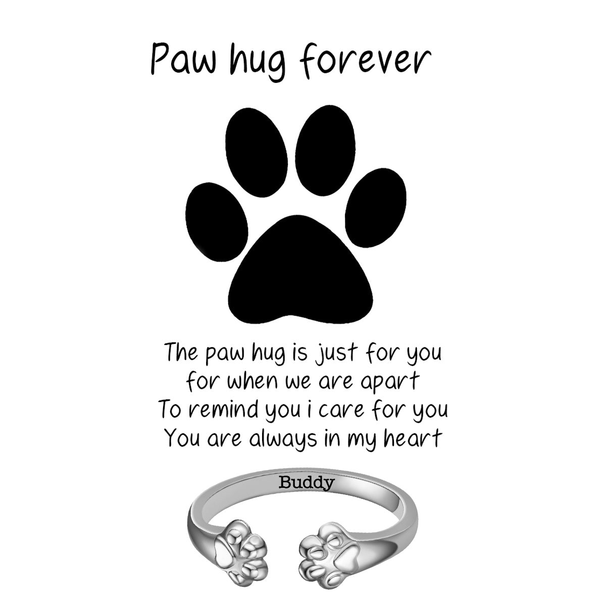 Personalized paw hug ring for pet lover