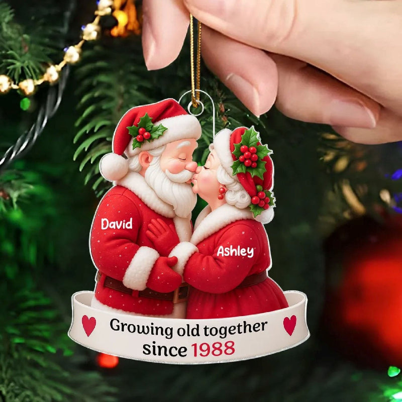 Personalized Santa Couple Growing Old Together Acrylic Ornament, Anniversary, Christmas Gift for him, Gift for her