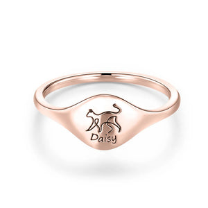 Personalized Cute Cat Dog Rabbit Animal Line Silhouette Ring Birthday Anniversary Gift For Her