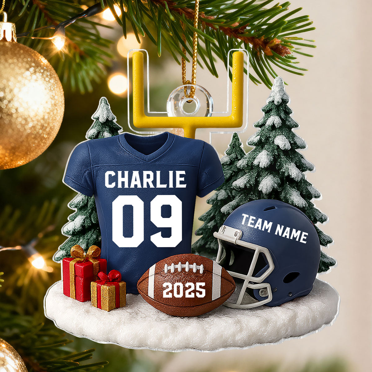 Proud American Football Player Uniform - Personalized Acrylic Ornament - Gift For Football Lovers, Football Team