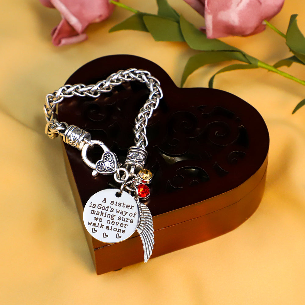 A sister is a god's way Personalized Antique Silver Bracelet