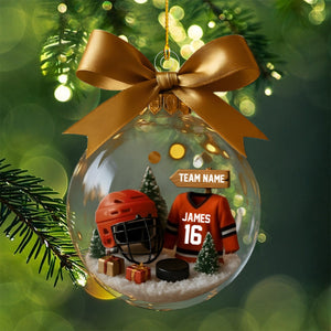 Personalized Hockey Transparent Ornament Gift for Hockey Lover