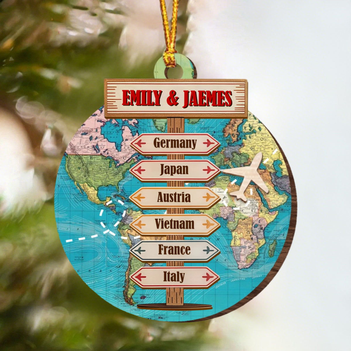 Destination Of All Year - Adventure Travel Personalized Wooden Ornament