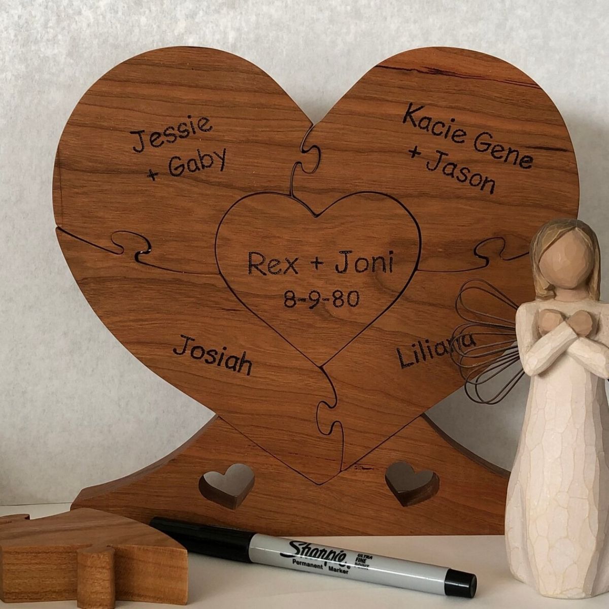 Personalized Name Family Puzzle,Family Wood Heart "Unity" Puzzle,Gift for Mom