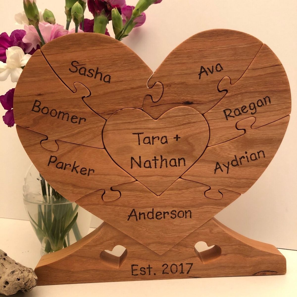 Personalized Name Family Puzzle,Family Wood Heart "Unity" Puzzle,Gift for Mom