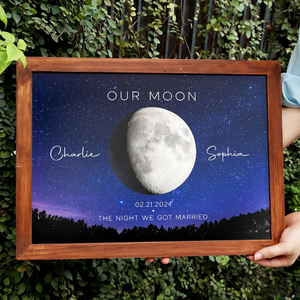 Our Moon Couple Gift Moon Phase Art Anniversary for Wife, Gift for Husband Personalized Canvas Poster