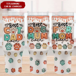 Personalized Best Dog & Cat Mom Ever -40 Oz Stainless Steel Tumbler With Handle