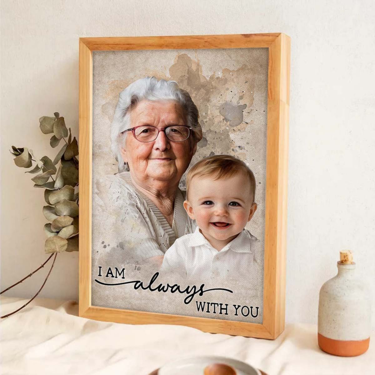 Add Loved One to Photo Custom Canvas Poster - Personalized Memorial Gift for Dad Mom