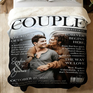 Personalized Couple Magazine Cover Blanket, Romantic Couple Gift, Wedding Gift