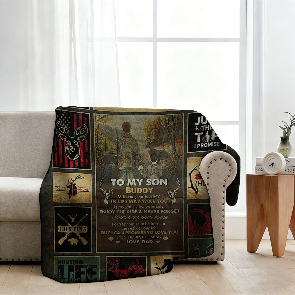 To My Son Hunting Blanket - Personalized Hunting Gifts for Son, Hunting Gift