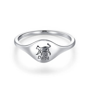 Personalized Cute Cat Dog Rabbit Animal Line Silhouette Ring Birthday Anniversary Gift For Her