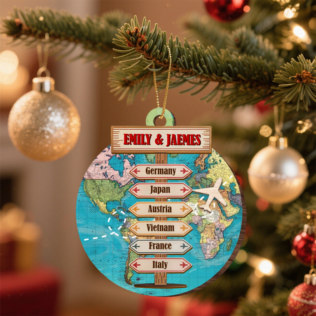 Destination Of All Year - Adventure Travel Personalized Wooden Ornament