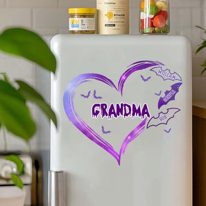 Grandma Halloween - Personalized Grandma Mom Heart Bat Decal