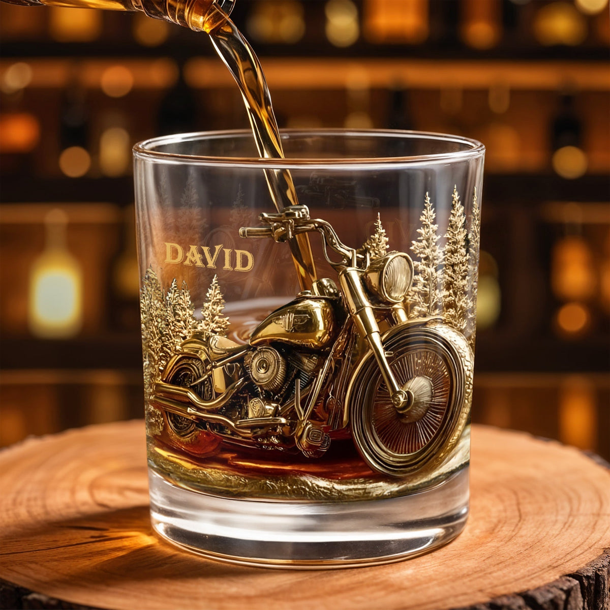 Celebrate Your Love For The Open Road Personalized Custom Whiskey Glass Gift For Motorcycle Lovers