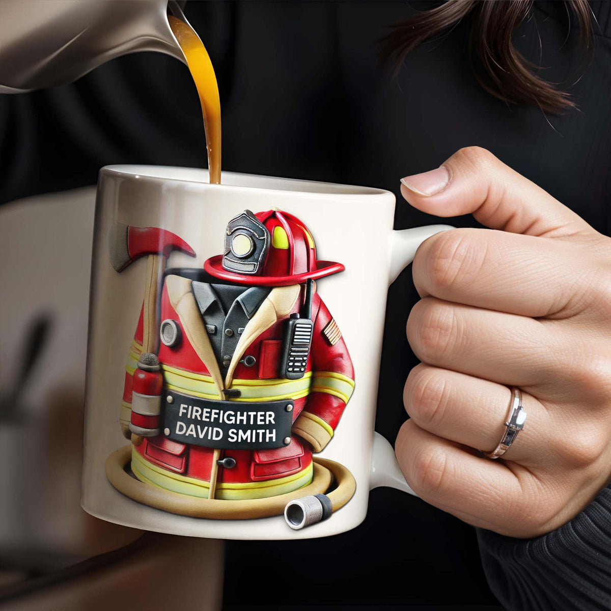 Firefighter,Gear and Helmet, Personalized Coffee Mug, Gift For Firefighters