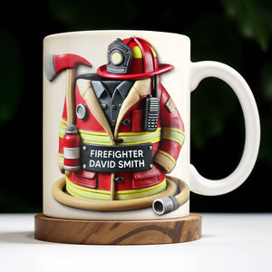 Firefighter,Gear and Helmet, Personalized Coffee Mug, Gift For Firefighters