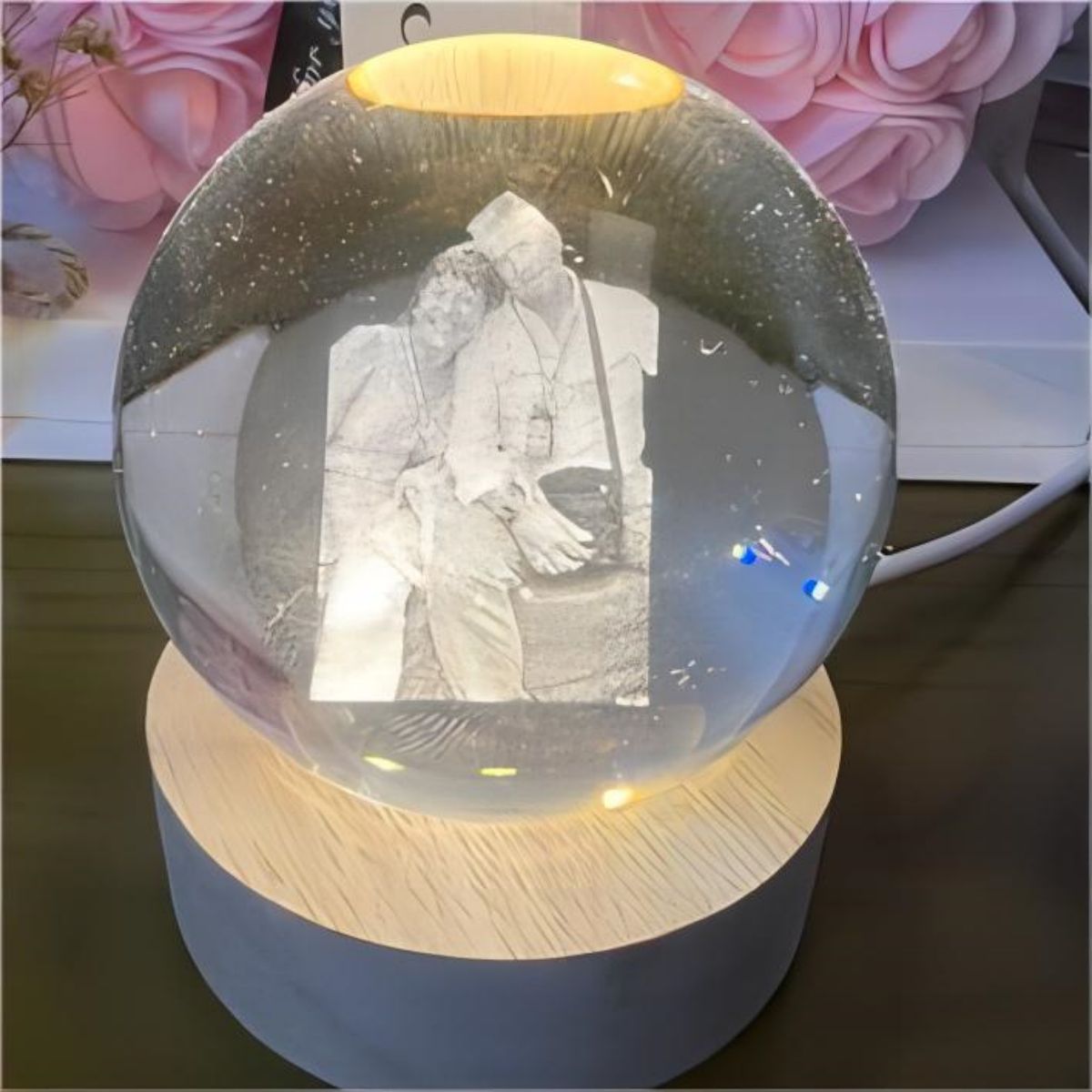 Personalized Memorial Crystal Ball Night Light For Family