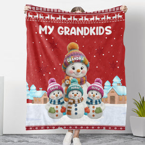 Personalized Grandma/Grandpa Snowman Blanket For Family