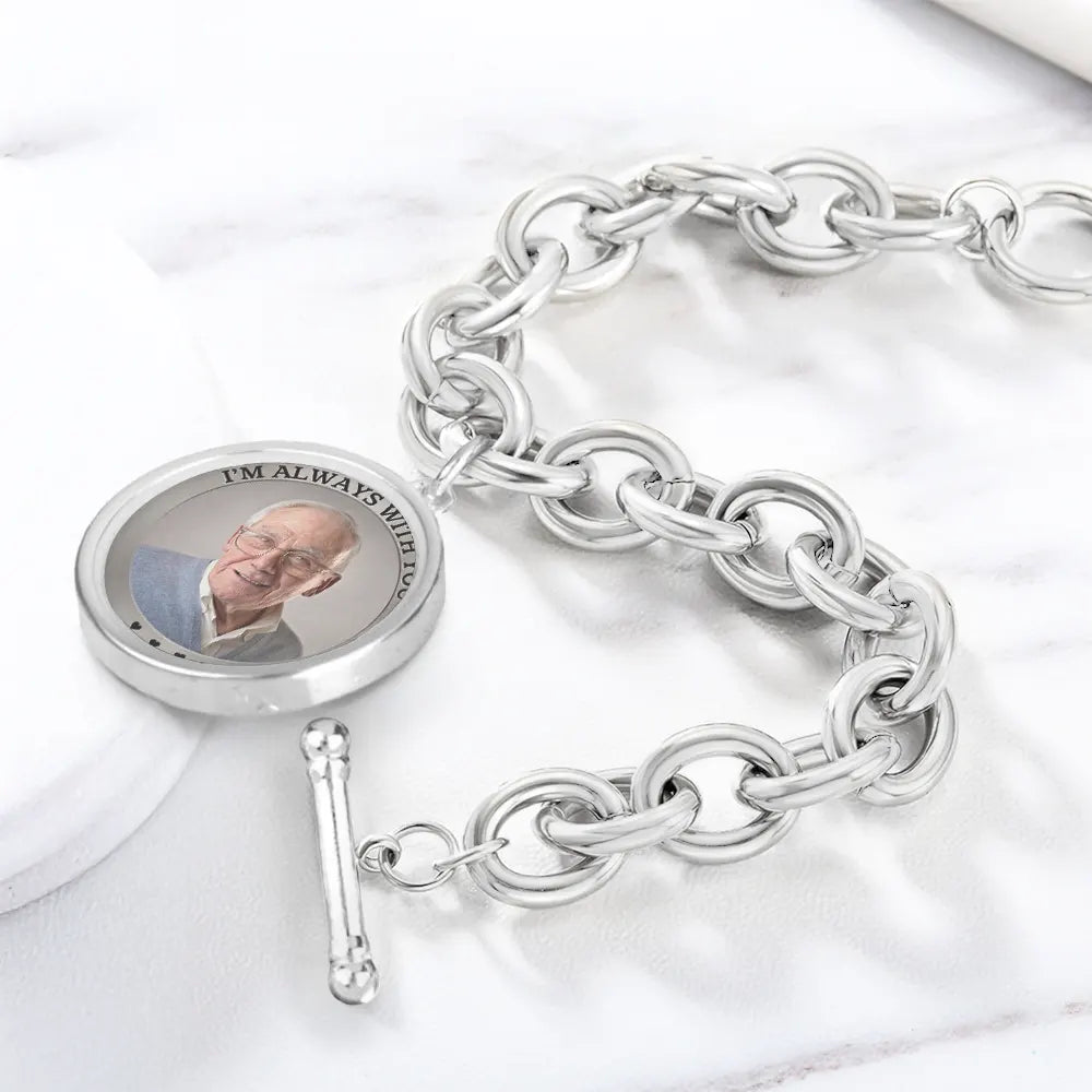 I'm Always With You - Memorial Personalized Photo Charm Bracelet