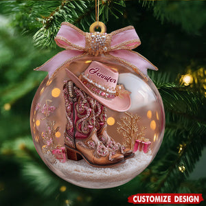 Cowgirl Boots Ornament - Personalized Gift For Cowgirl
