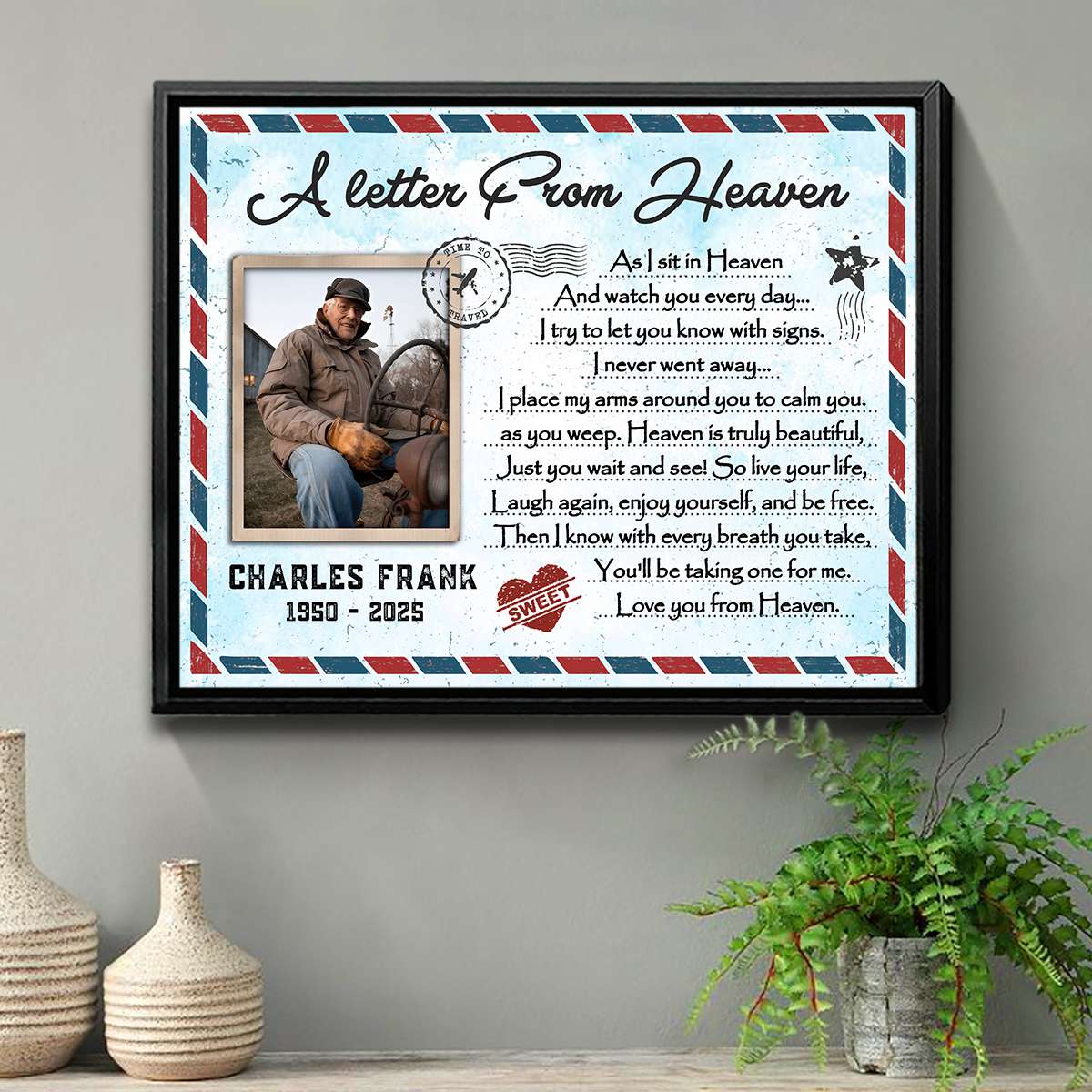 A Letter From Heaven – Personalized Memorial Gift For Loss Of Loved One Canvas Poster