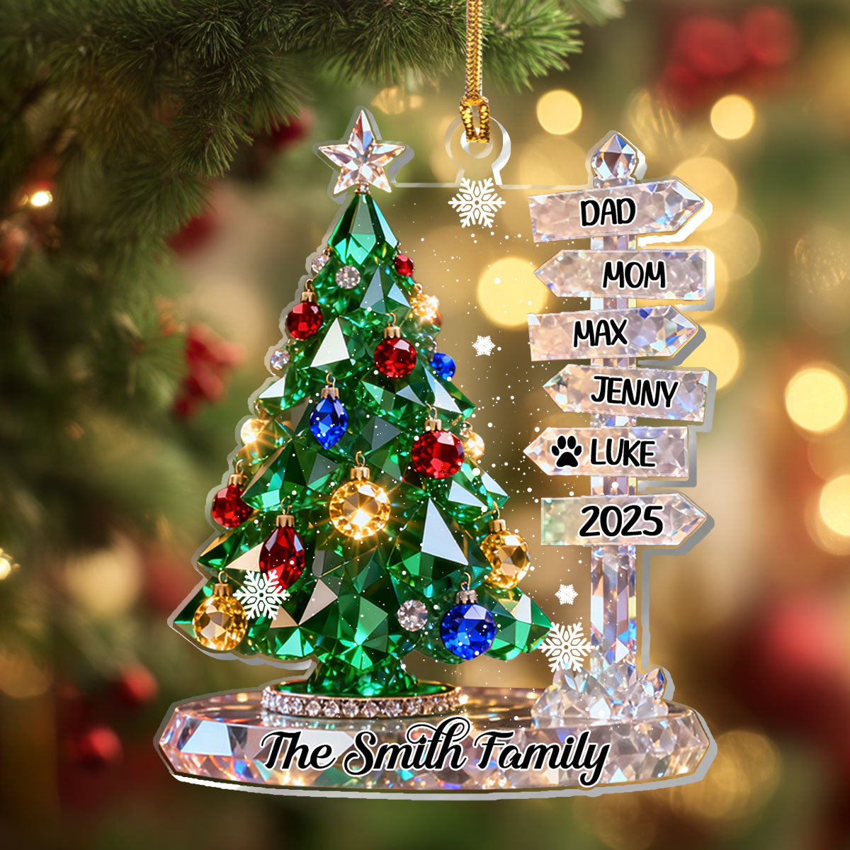 Family Signpost Custom Name - Personalized 1-Layer Acrylic Ornament