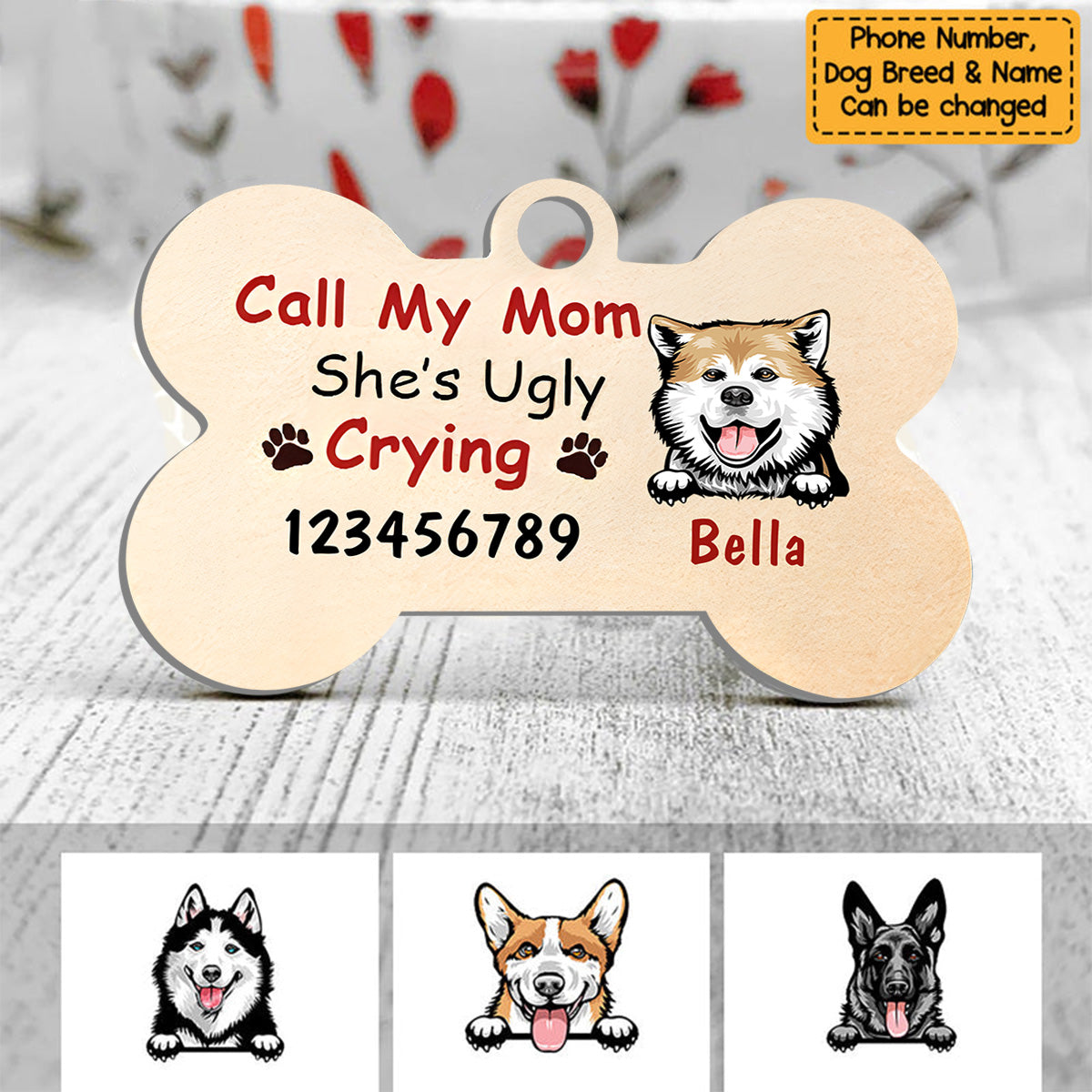 Personalized Dog Lost Wander Bone Pet Tag For Dog Mom, Dog Dad