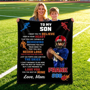 Custom Photo Personalized American Football Blanket Gift for American Football Player