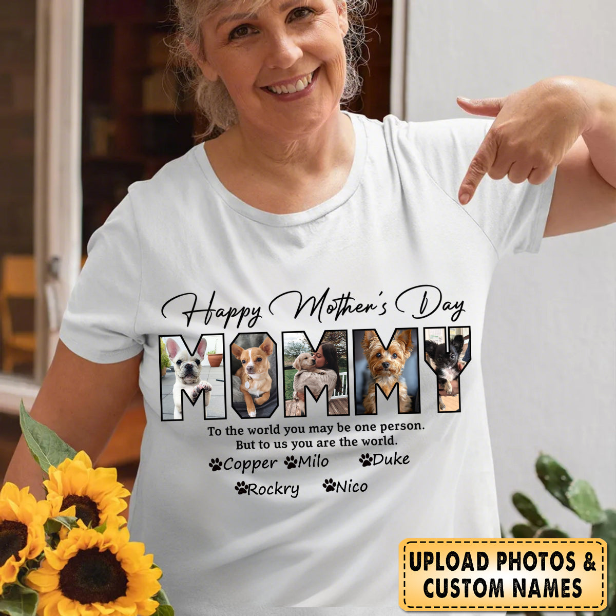 Custom Photo Happy Mother's Day To Dog Mom - Personalized T shirt