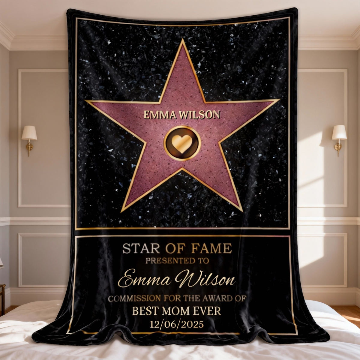 Mom Star Of Fame - Family Personalized Custom Blanket Gift for Mom
