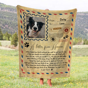 Loss Of Dog Gift, Pet Memorial Blanket, Personalized Letter From The Heaven Blanket
